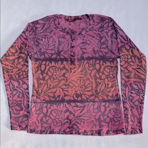 Barbara Lesser Fibers - Tie-Dye Floral Print long sleeve shirt - 💯 cotton